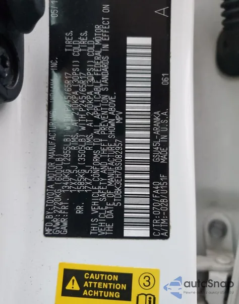 2011 Toyota Highlander Base из США, поврежденный, VIN 5TDBK3EH7BS082957